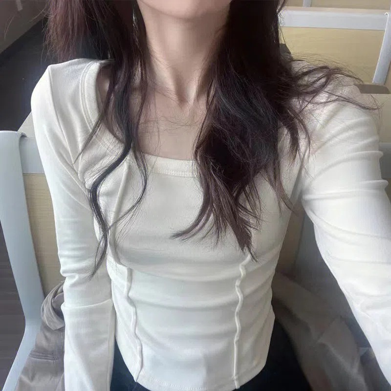 Double-sided Velvet Base Shirt Design Niche Autumn and Winter Korean Style Slim-fit Long-sleeved T-shirt Inner Warm Top