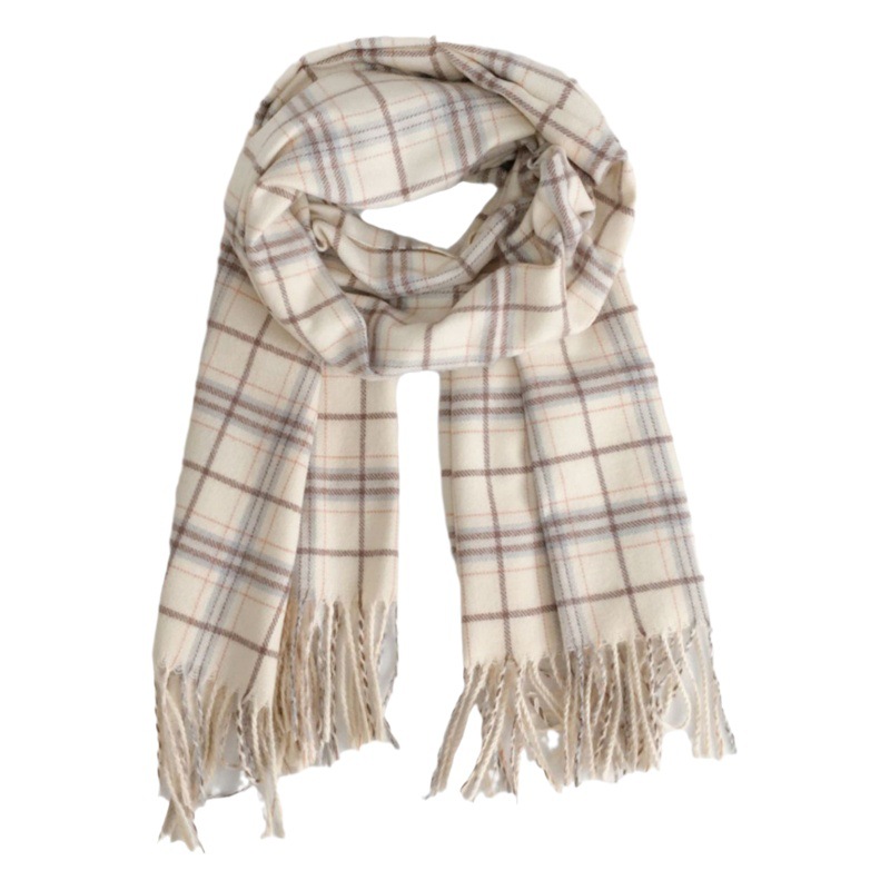 Milk Fu color new artistic Japanese style large scarf autumn and winter women's retro tassel plaid scarf student shawl dual-use