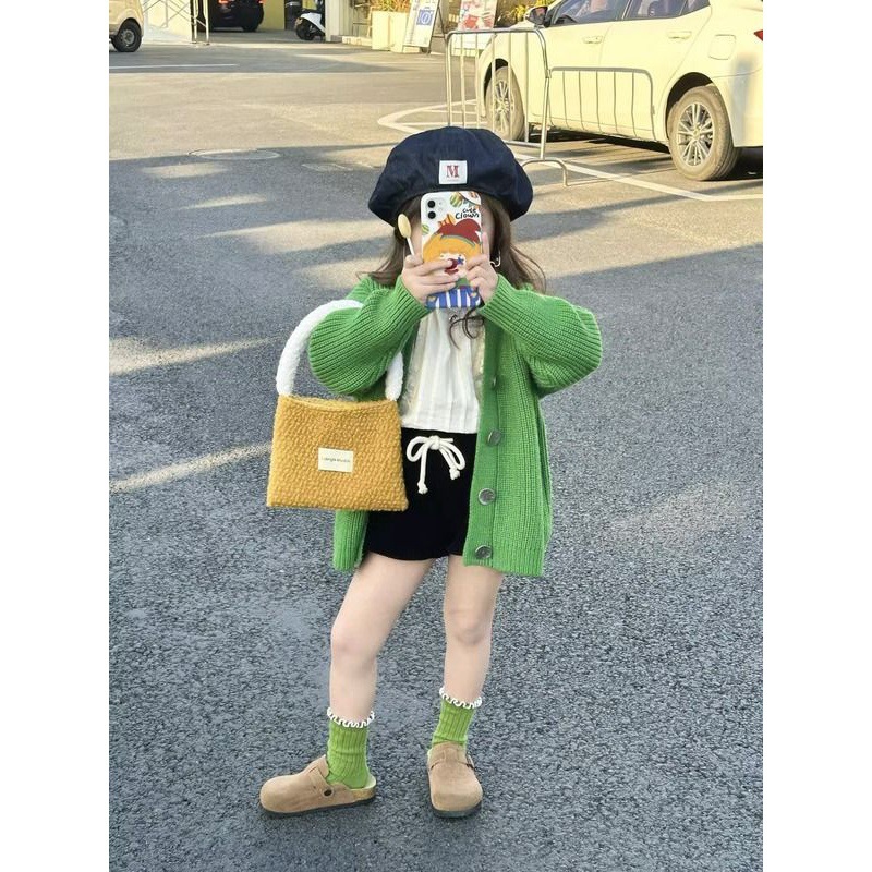 Picture of [in stock] South Korea children's clothing spring and autumn girls' sweater baby girl green coat children's coat sweater