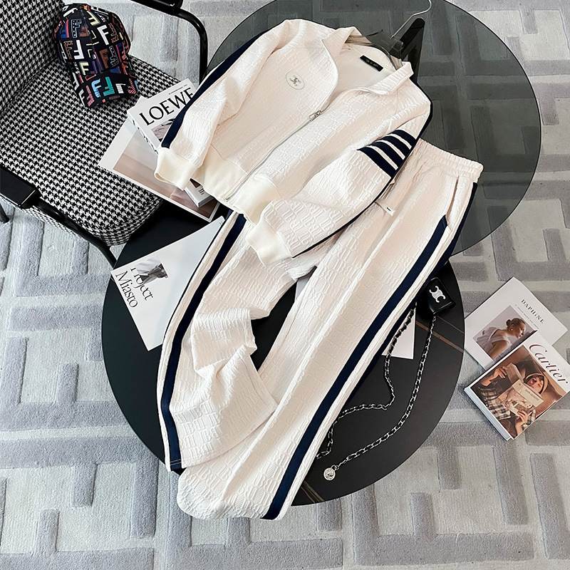 2025 Spring New TBCE Contrast Ribbon Zipper Jacket Women's Fashion Jacquard Fabric Casual Sports Cover