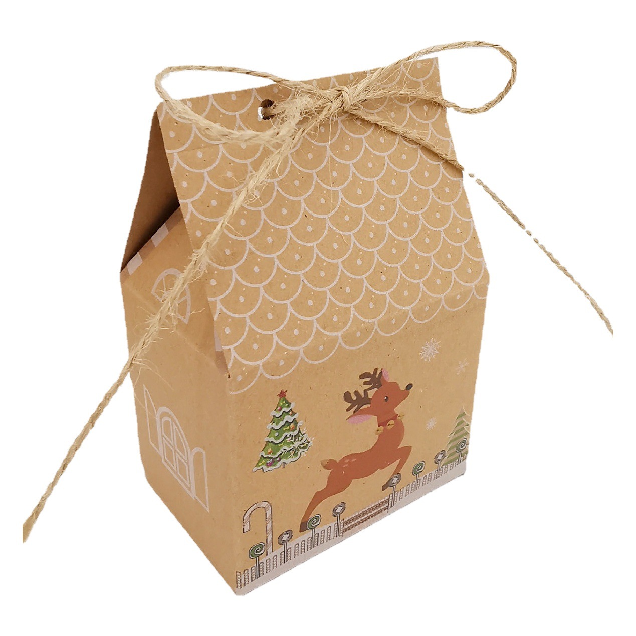 24 Kraft Paper Mori Retro Gift Box Creative Small House Design Christmas New Year Candy Box New Box