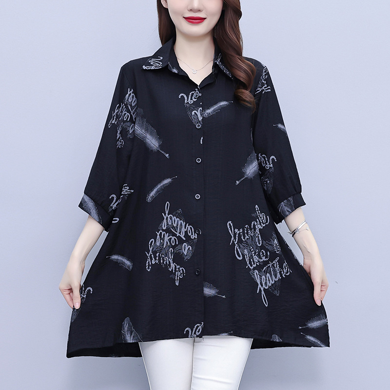 Picture of plus size Women's 2025 Summer Short-sleeved New Fashion Stylish Small Shirt Printed Shirt Elegant Top Shirt