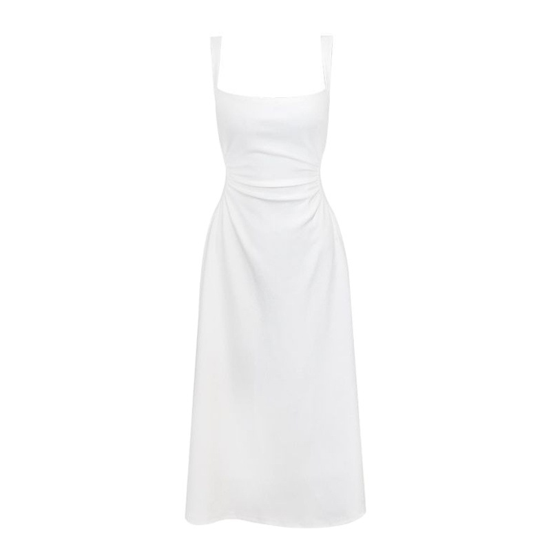 Korean Style Strap dress Women's Summer New High-end Elegant Simple Sleeveless Slimming Vest Midi Dress