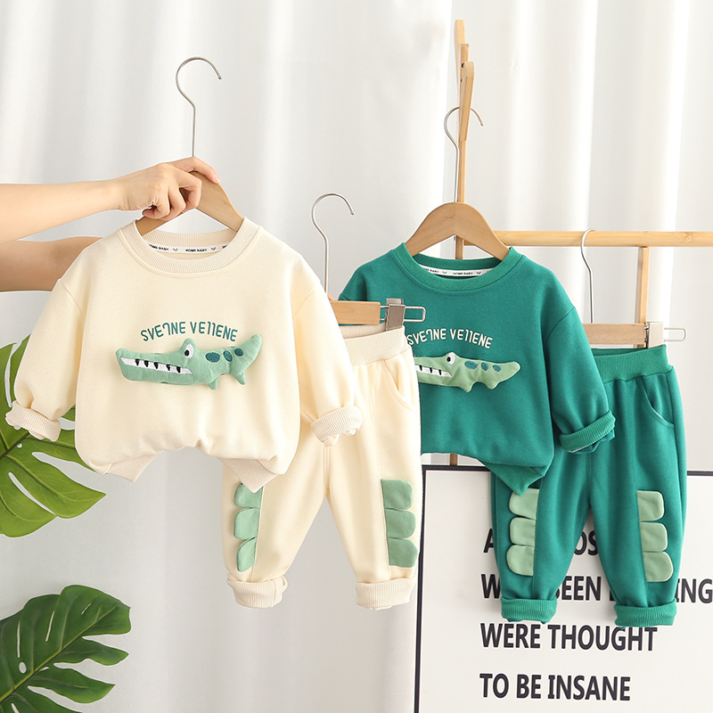 Foreign trade foreign style children's spring and autumn new cartoon long sleeve vests two-piece men's children's clothing fashionable suit a generation of hair