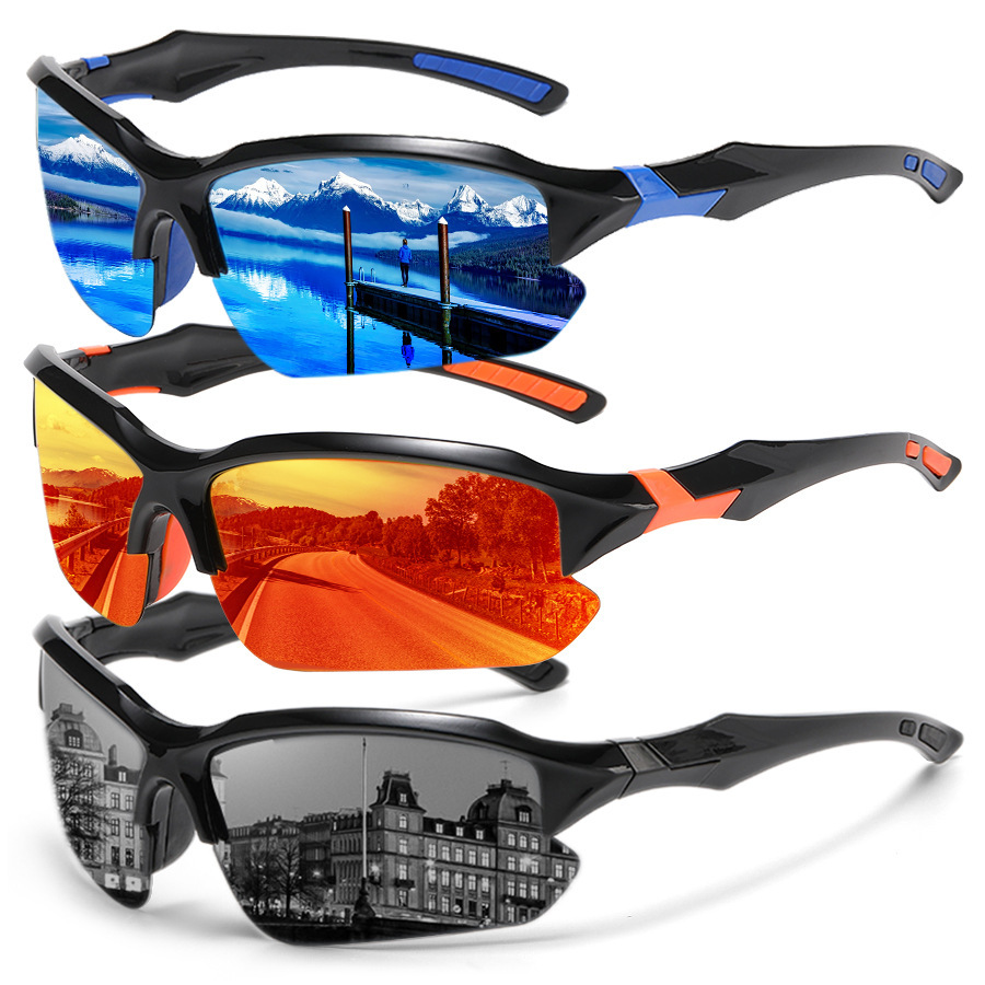 9301 new men and women half-frame color-changing polarized outdoor sunglasses night vision driving sunglasses riding sports glasses