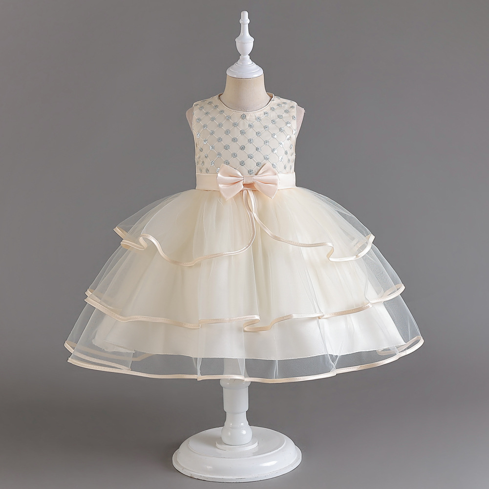 2023 new girls dress birthday princess dress puffy yarn children's wedding dress girl host piano costume