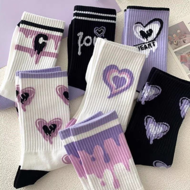 Factory socks women's mid-calf high-looking autumn and winter ins fashionable all-match American style long cartoon sports stockings
