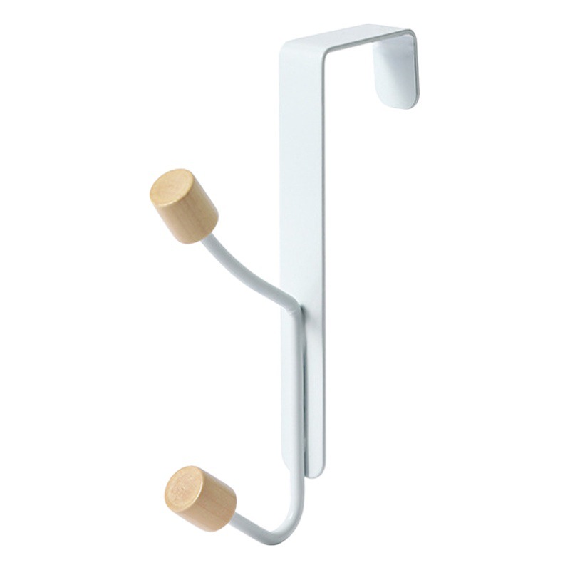 Picture of Japanese-style simple wood double hook punch-free door hanging clothes hook coat hook wall hanging door back storage rack