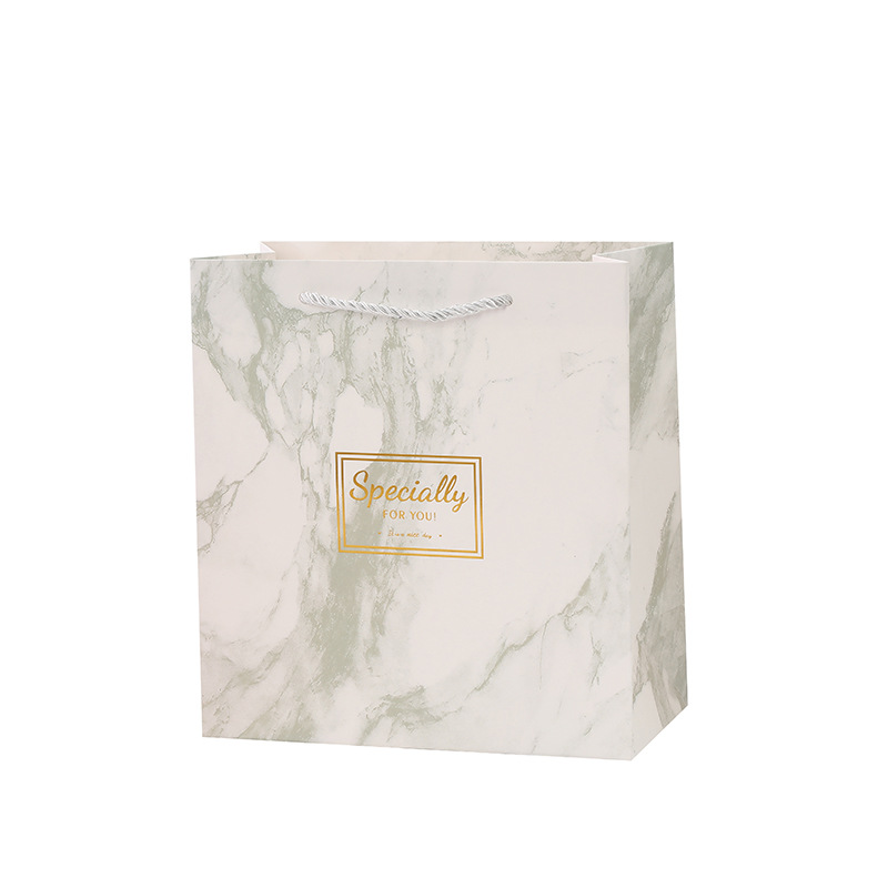 Picture of in stock Grey Marble Tote Bag Simple Business Tote Bag Square Gift Bag Hand Gift Bag Paper Bag