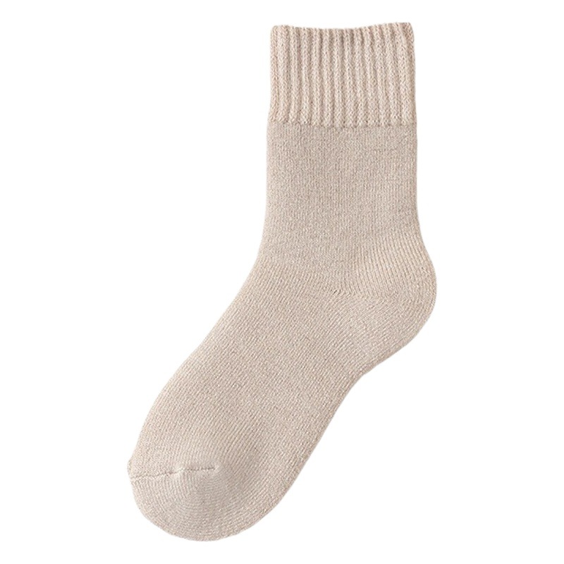 Autumn and Winter new socks women's fleece-lined thickened mid-calf socks warm and comfortable women's confinement socks Terry floor sleep socks