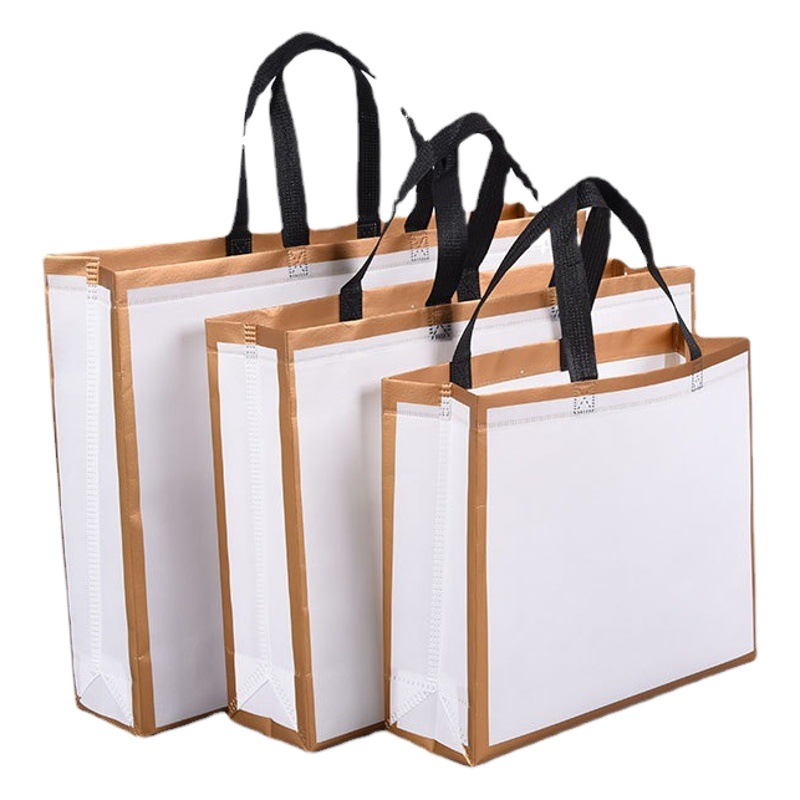 Laminated non-woven bags wholesale printed logo clothing store handbags environmentally friendly shopping thickened handbags spot