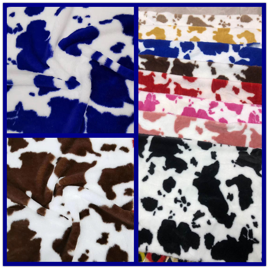 500g small rabbit fur printed cow printed rabbit fur small rabbit fur milk pattern printed plush fabric