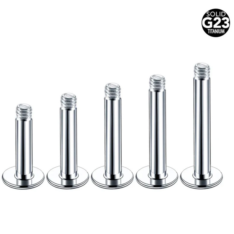 Cross-Border F136 Titanium Alloy Lip Nail Rod Flats Bottom Body Piercing Accessories Outer Tooth Straight Rod Ear Nail Rod