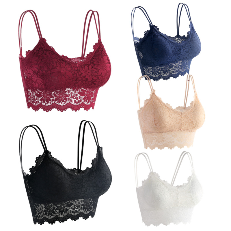 Picture of Cross-Border Large Size Lace Suspender Tube Top for Women with Breast Pads and Spaghetti Straps, Beautiful Back Intimates, Chest-Wrapped Top That Can Be Worn Outside