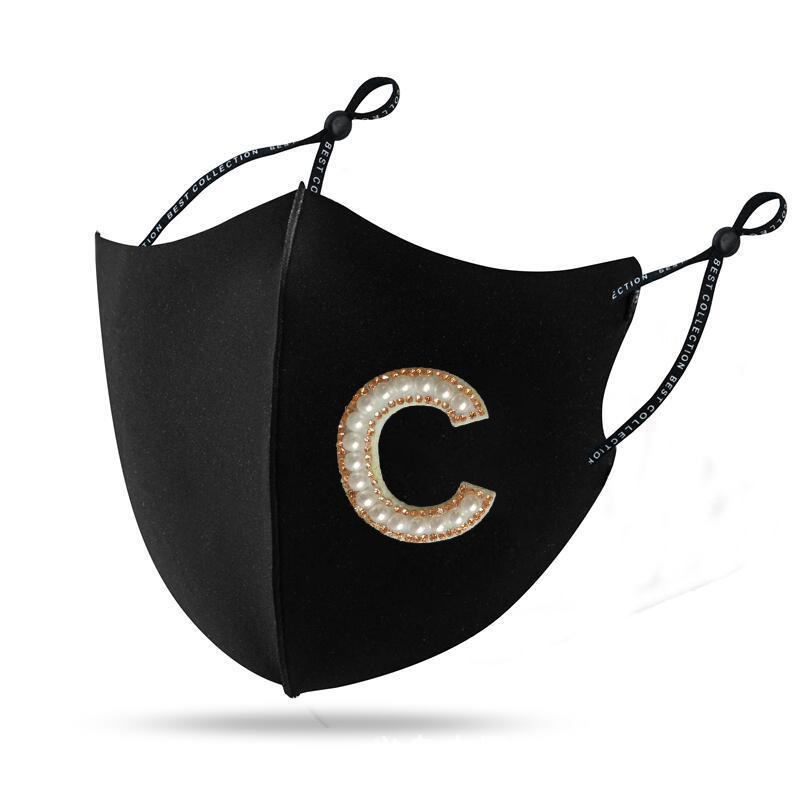 Picture of Pearl diamond mask autumn and winter new warm mask creative personality Pearl Rhinestone windproof cloth mask