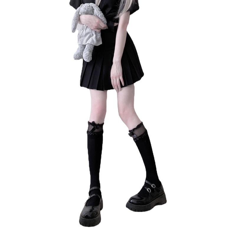 lolita Japanese Style Girl's Bow Lace Lace White Cuff Socks JK Mid-Length Socks Thin lolita Socks