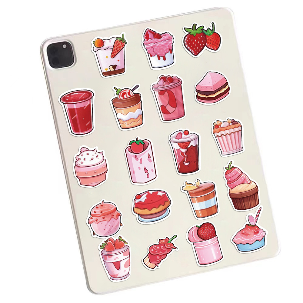 Picture of 50 pieces cross-border dessert stickers cartoon graffiti cake milkshake decoration Cup computer luggage pink stickers