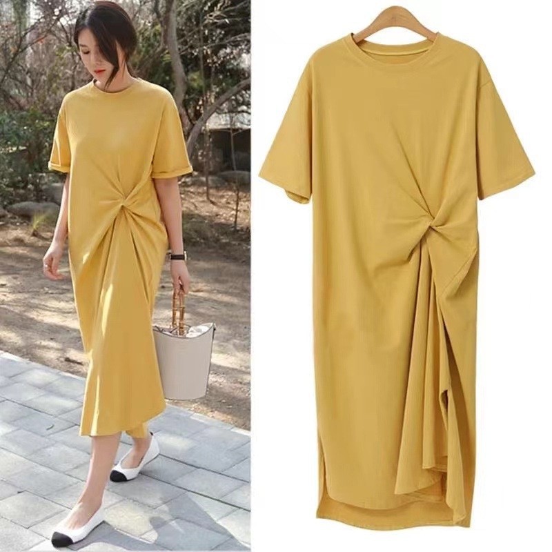 Cross-border plus size loose casual slimming mid-length dress fashion T-shirt dress wholesale foreign trade