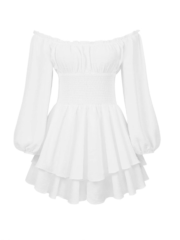 Picture of Women's Pleated Collar Long-Sleeved Casual Ruffled Jumpsuit French Shorts