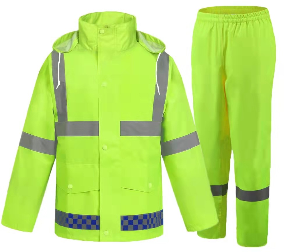 Picture of Wholesale Oxford Cloth Raincoat Split Adult Labor Protection Outdoor Riding Reflective Split Raincoat Rain Pants Set
