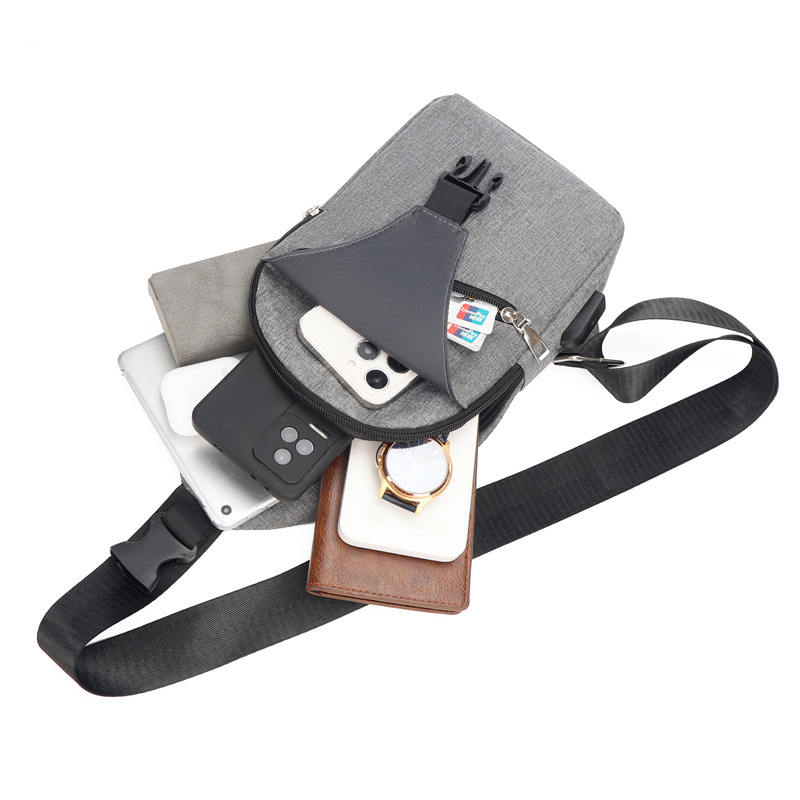 Picture of Men's Crossbody Bag Waterproof usb Charging Chest Bag Travel Riding Crossbody Bag Men's Chest Bag Casual Trendy Crossbody Bag