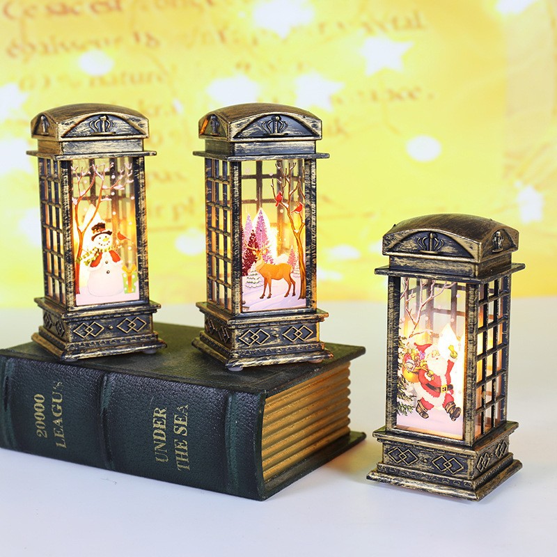 Cross-border New Christmas Decorations Small Wind Light Retro Telephone Booth Night Light Creative Christmas Gift