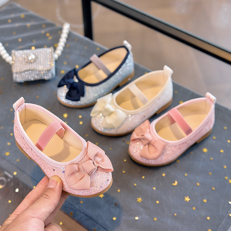 Girls Princess Shoes Elsa Sequin Baby Single Leather Shoes Children's Performance Dance Little Girls Spring and Autumn Cross-Border Shoes