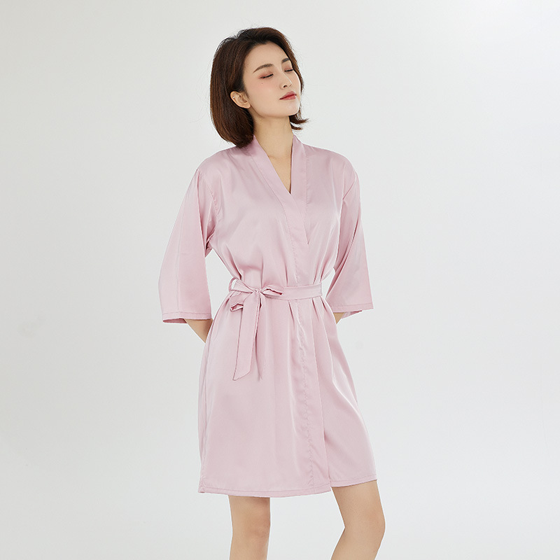 Picture of bride Gown morning Gown Lady nightgown wedding makeup bridesmaid group wedding kimono imitation silk satin bathrobe