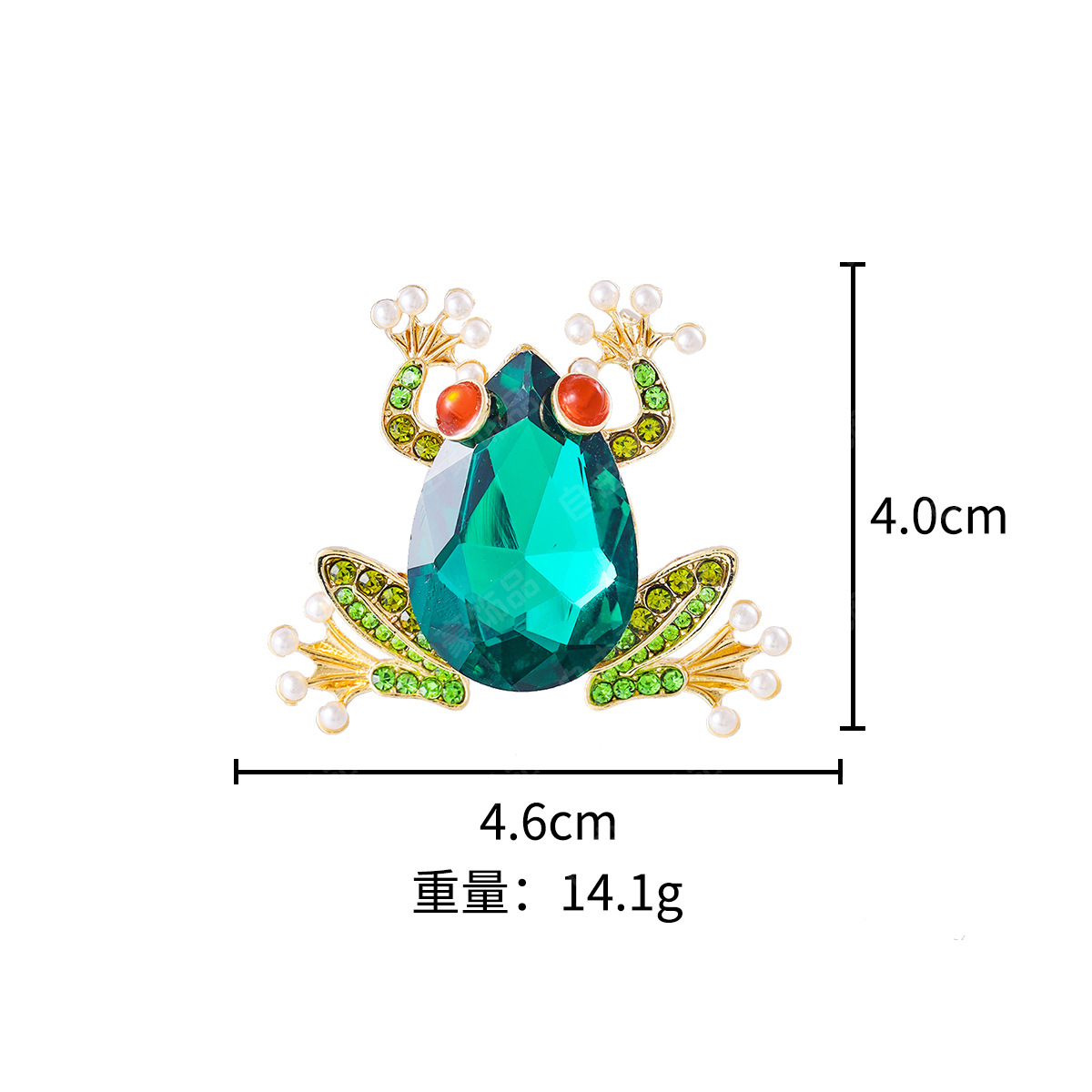 Picture of 2025 New Japanese and Korean Style Cartoon Diamond-encrusted Green Frog Animal Pin All-match Distinctive Cardigan Accessories Corsage