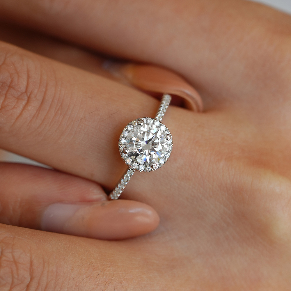 Picture of Moissanite ring s925 sterling silver ring 1 karat luxury round bag moisan women's factory cross-border exclusive