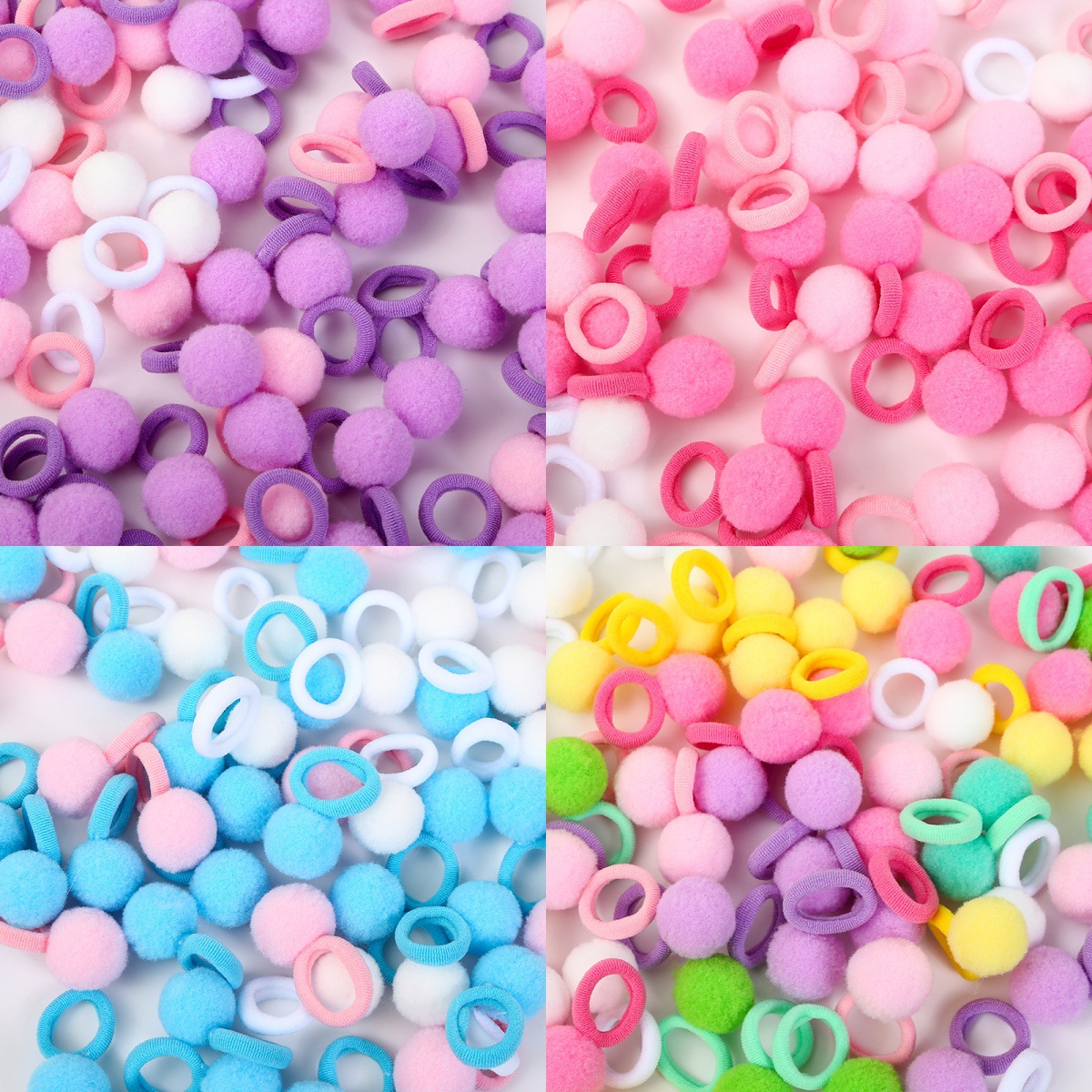Children's hair rope plush ball hair ring cute rubber band little girl hair does not hurt hair autumn and winter new hair accessories
