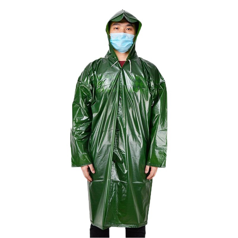 Factory wholesale Great Wall brand PVC beef tendon coat raincoat outdoor extended waterproof clothing military green labor protection raincoat