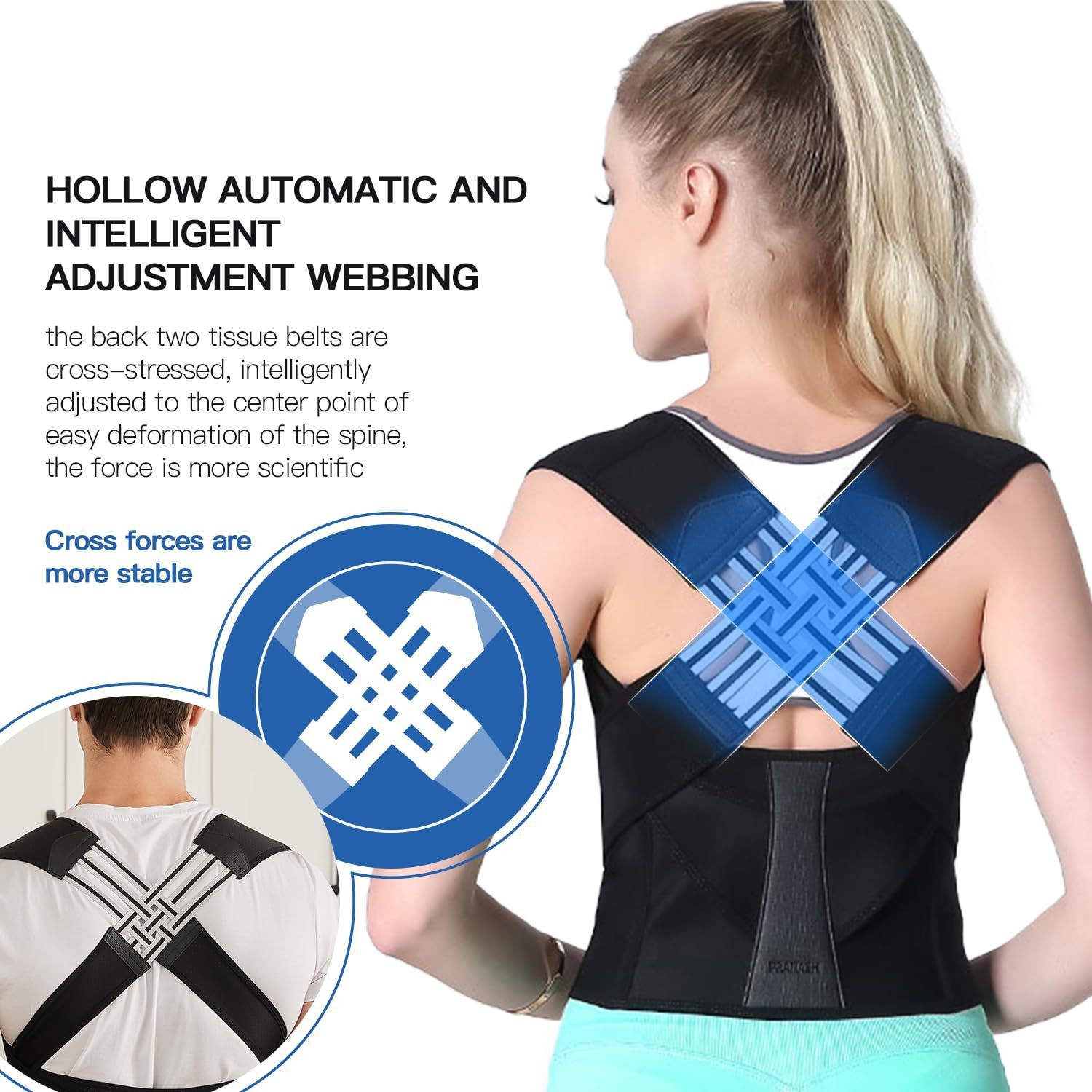 Picture of New Adult Shaping Men's and Women's Adult Strap Invisible Open Shoulder Prevention Humpback Orthotic Back Orthotic Strap