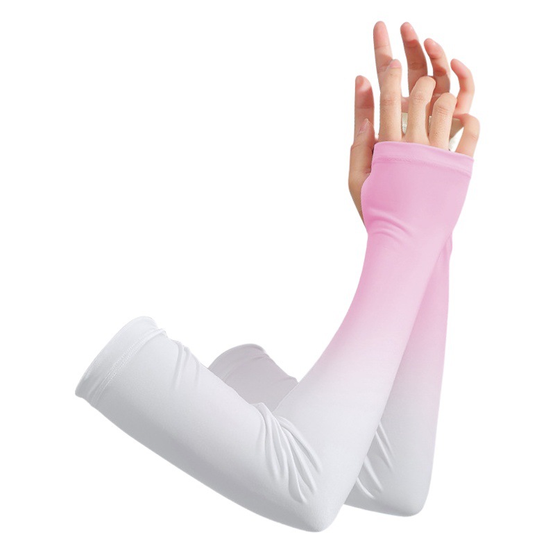Summer Gradient Ice Sleeve Women Ins Trendy Driving UV Protection Hand Sleeve Student Sunscreen Ice Silk Sleeve Wholesale
