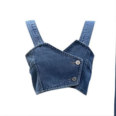 Picture of Fashion hot girl retro color Denim tube top women's summer 2023 new sweet cool all-match off-shoulder navel short top