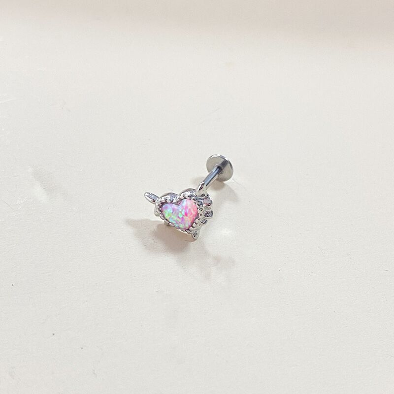 Picture of Gaibei European and American cross-border heart-shaped navel ring Opal navel ring nose clip ear studs body piercing jewelry