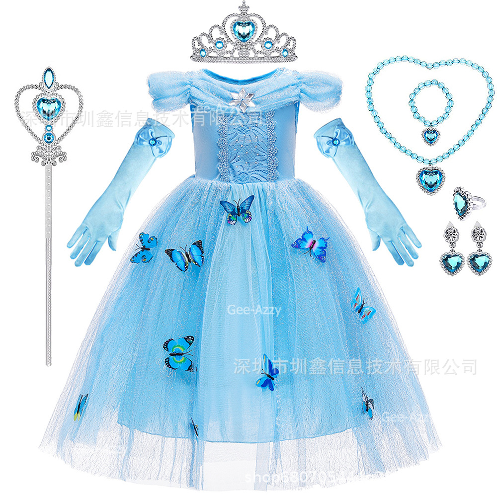 Butterfly Frozen Princess Dress Elsa Dress Girls Elsa Cinderella Dress Birthday Dress Dress Summer