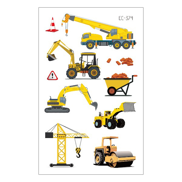 Picture of Cross-Border Supply Waterproof Children's Tattoo Stickers Cartoon Car Excavator Fire Truck Children's Traffic Tattoo Stickers