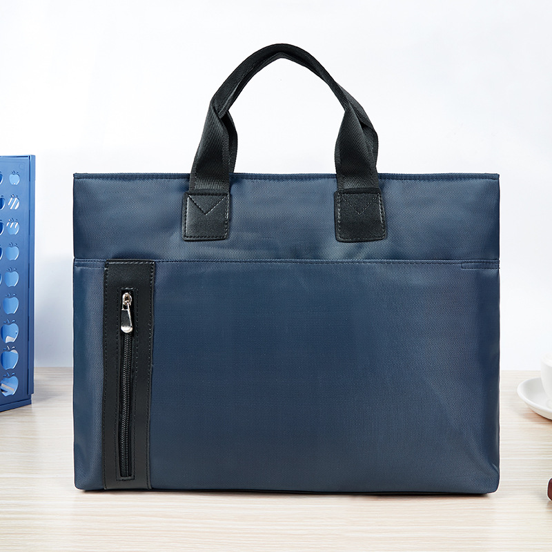 Briefcase Canvas File Bag Zipper Bag File Bag Waterproof Handbag Oxford Cloth Storage Business Office