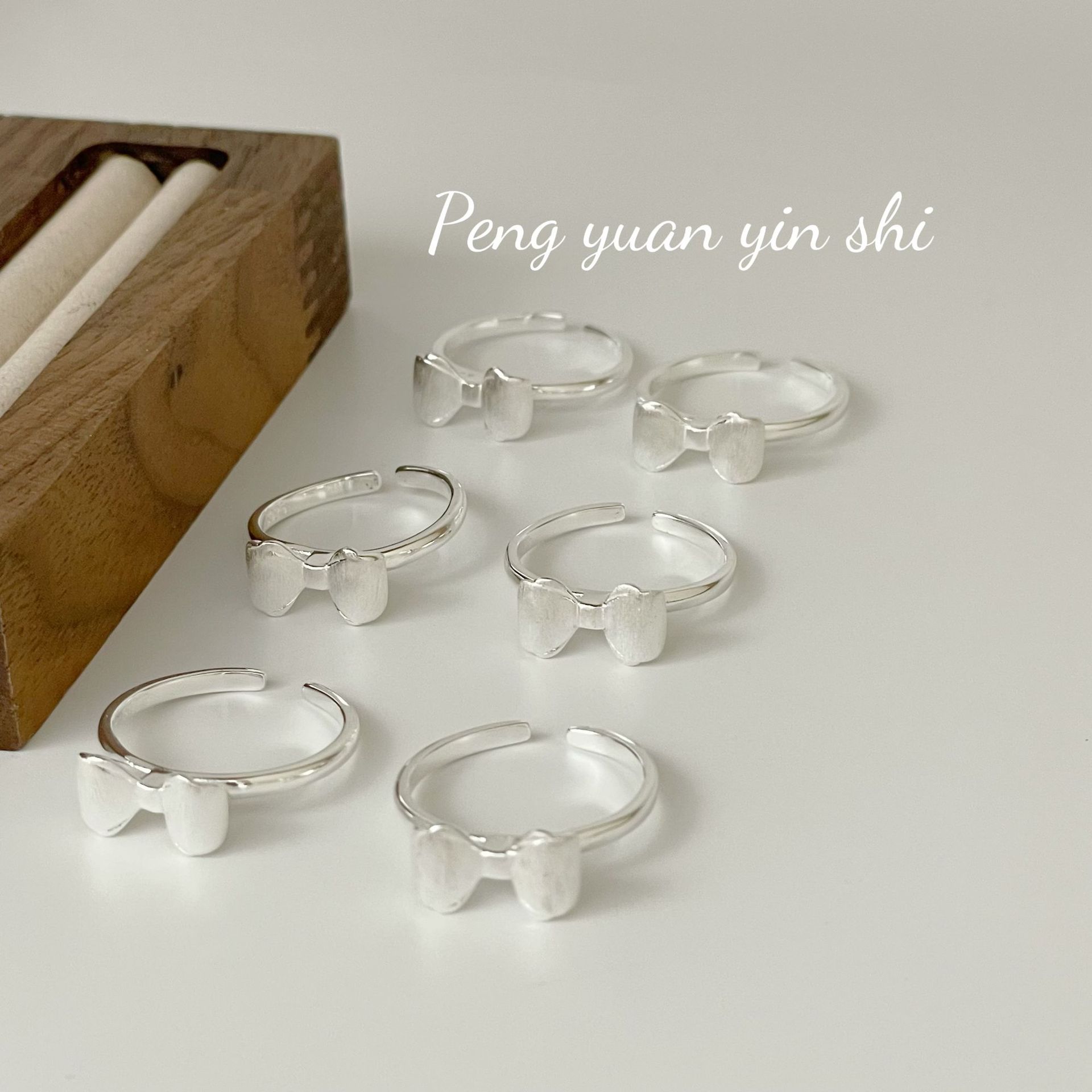 Suchuang S925 Sterling Silver Drawing Bow Ring Sweet Design Simple Niche Cold Style Open Finger Ring