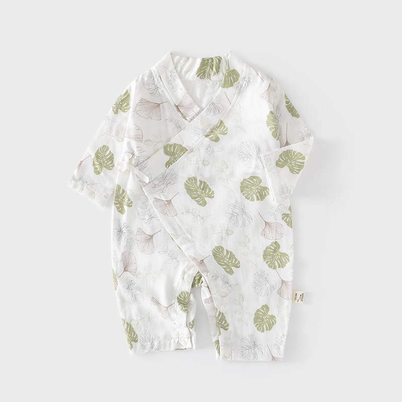 Picture of Baby's Gauze One-piece Suit Baby's Summer Ultra-thin Long-sleeved Pure Cotton Harper Children's Summer Air-conditioning Suit Newborn Climbing Suit