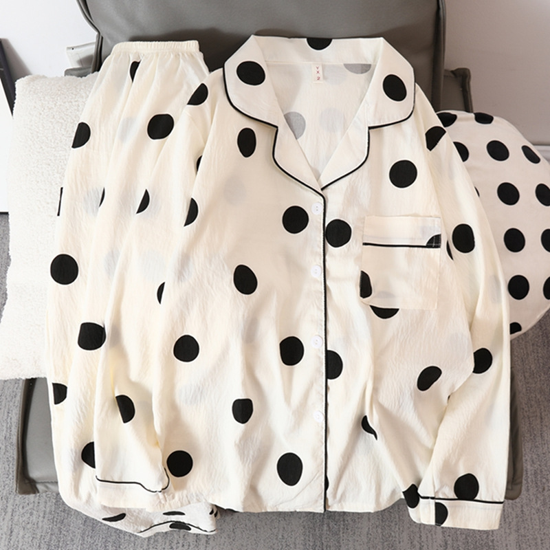 Picture of Online Celebrity Live Dopamine Color Striped Long Sleeve Pajamas Women's Loose Bubble Wrinkle Cute Cross-border suit Foreign Trade