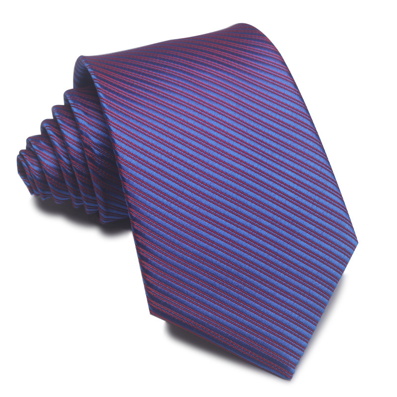 Picture of 25 New 8cm Polyester Jacquard Stripesd Tie 7cm Men's and Women's Business Formal Wear Casual High-End Red Black Blue