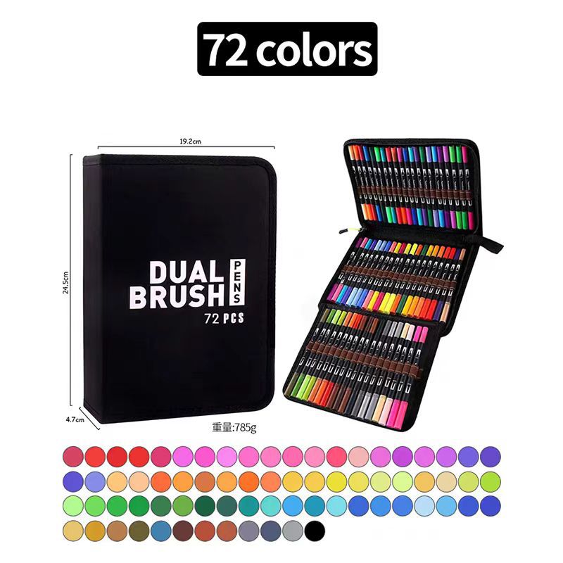 Picture of Children's brush water-based soft head double watercolor pen color washable soft head pen set
