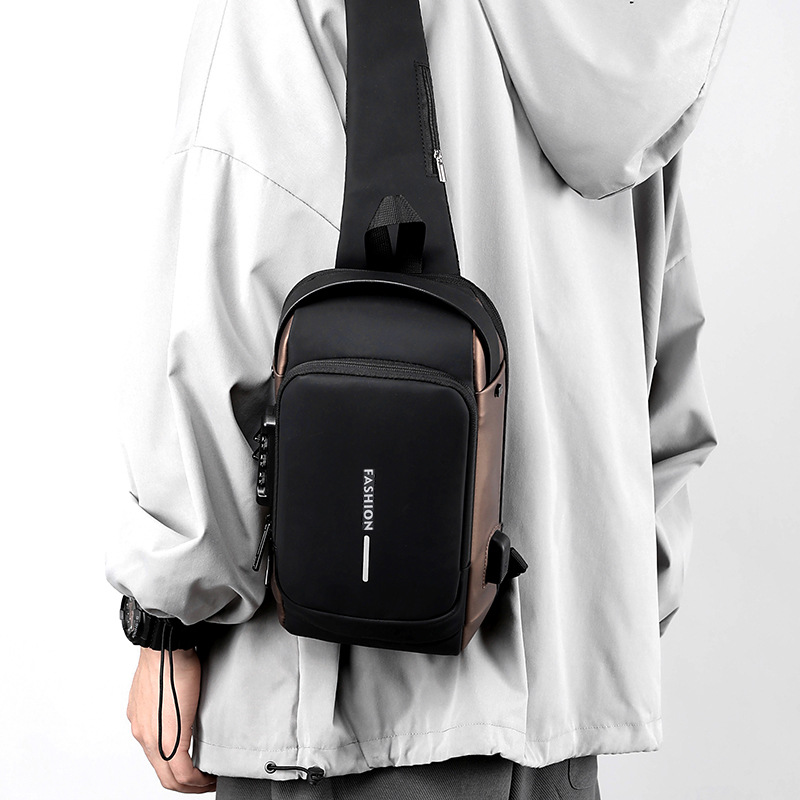 Picture of Chest Bag Men's 2024 Amazon New Multi-functional Anti-theft Combination Lock Shoulder Bag Men's Fashionable Crossbody Bag