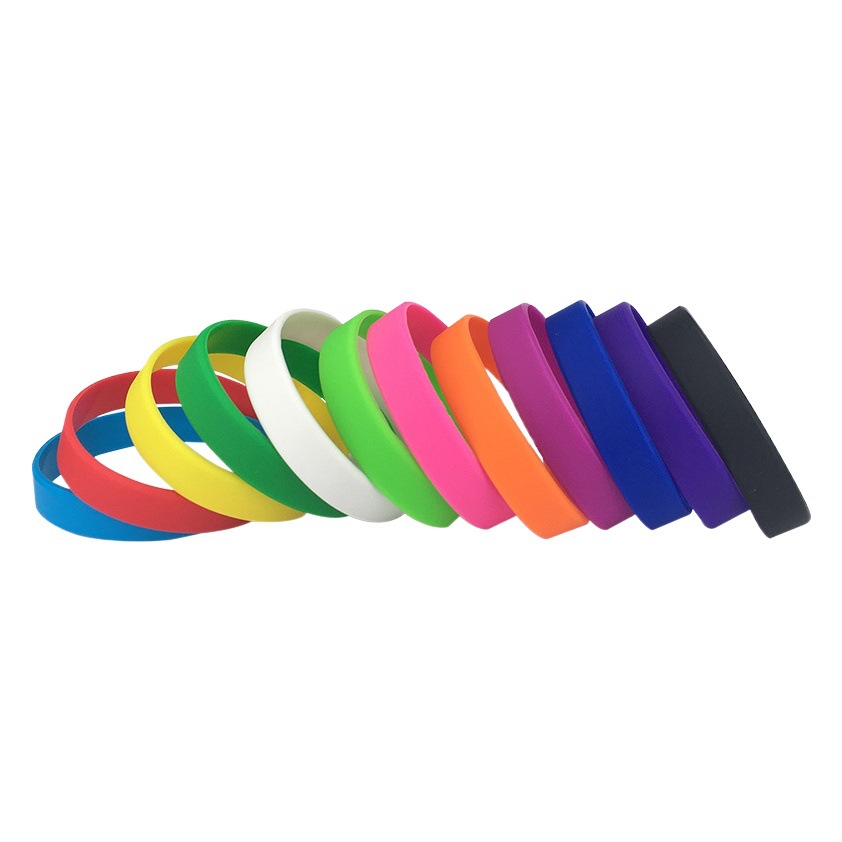 Silicone Bracelet Printed Logo Bracelet Kidsren's Adult Sports Wristband Simple European and American Bracelet with Ready Stock Pure Color Ring