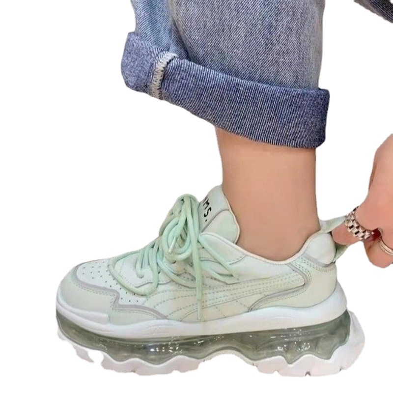 European jelly platform women's shoes 2023 spring new fresh trendy transparent sports casual height increasing air cushion daddy shoes