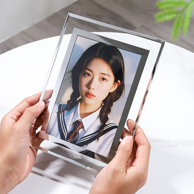 Transparent glass photo frame table 10 inch empty frame simple 56 inch 7 inch 8 inch a4 photo frame crystal high sense photo frame