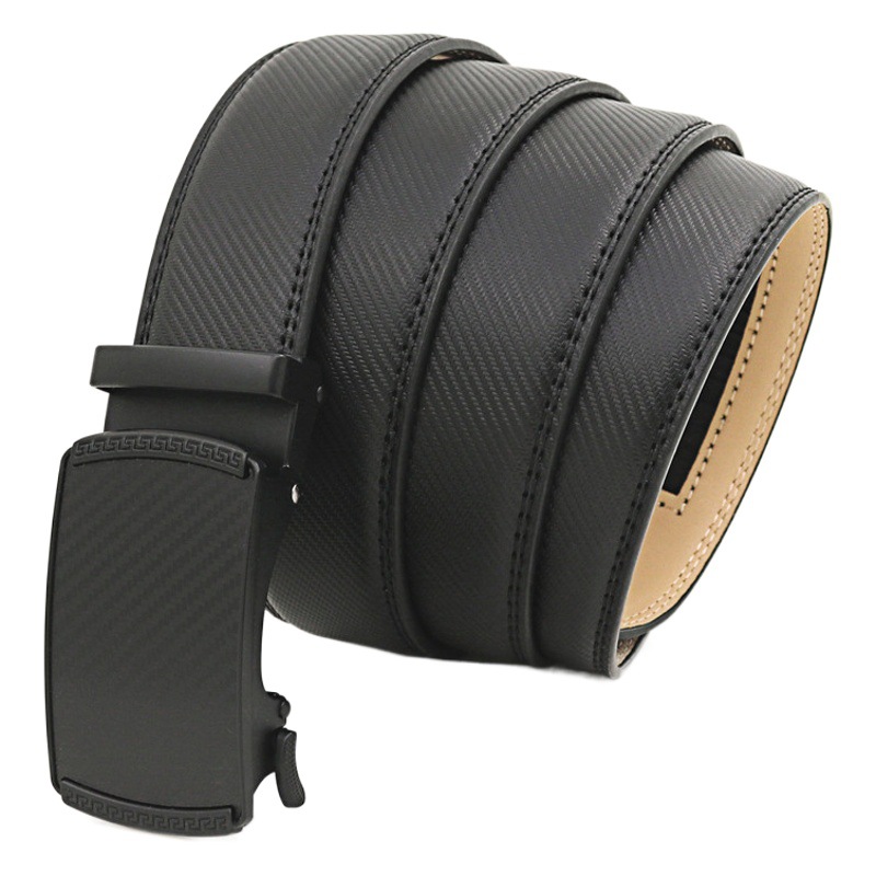 Men's Business Automatic Belt Twill Buckle Leather Belt Two-layer Cowhide Amazon Cross-border Hair
