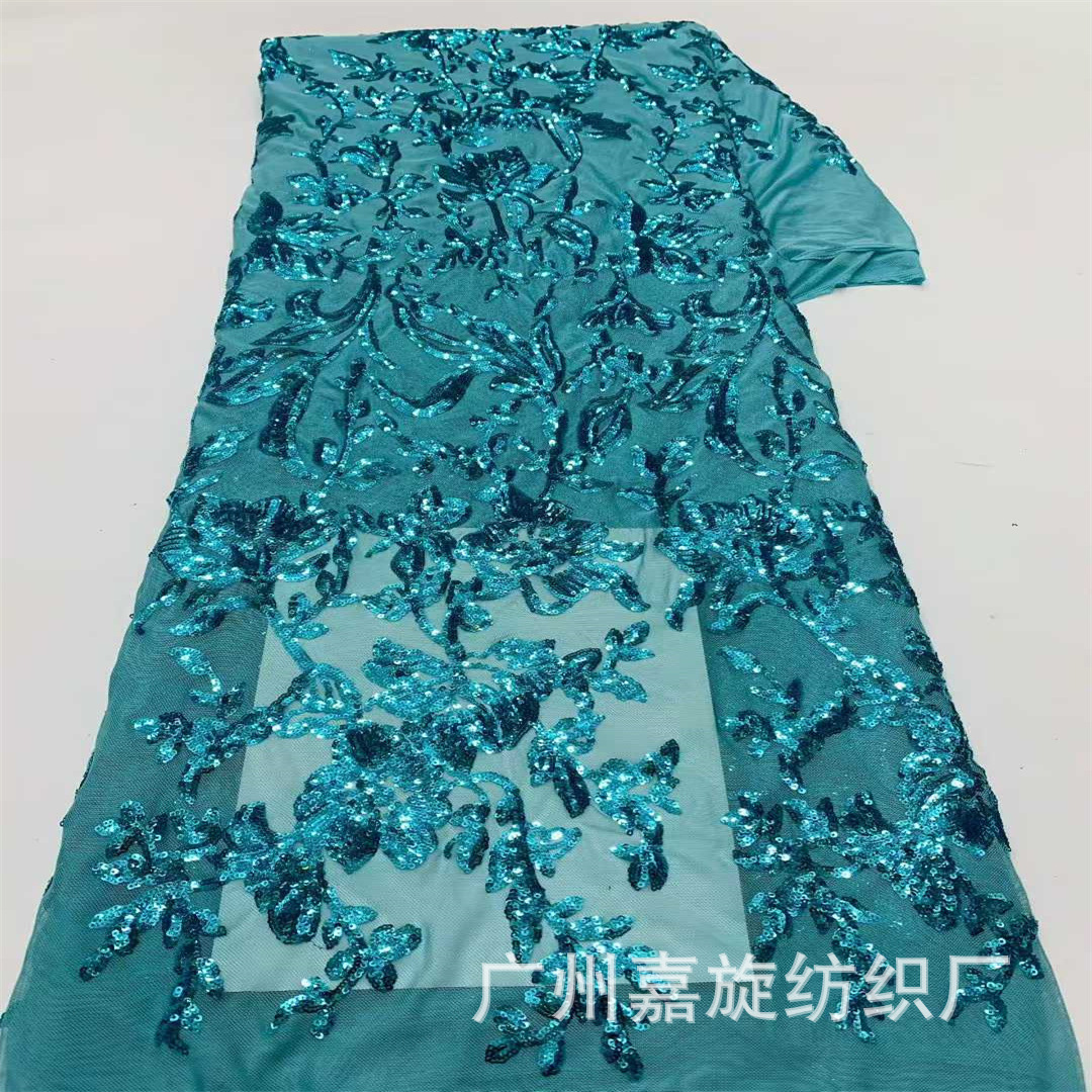 High-quality stretch mesh sequin wedding dress dress and dress, qipao embroidered fabric, Glitter Sequined Net Lace